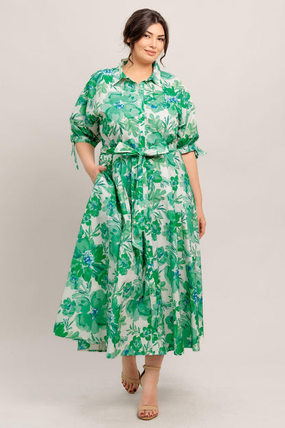 Simply in Bloom Woven Midi Shirt Dress