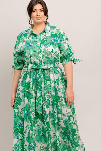 Simply in Bloom Woven Midi Shirt Dress