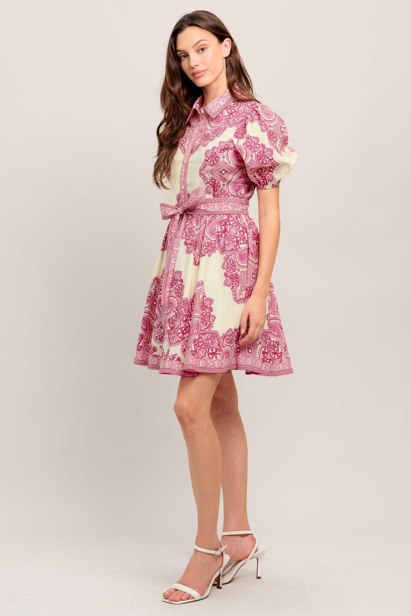 Tea at Noon Paisley Woven Mini Dress
