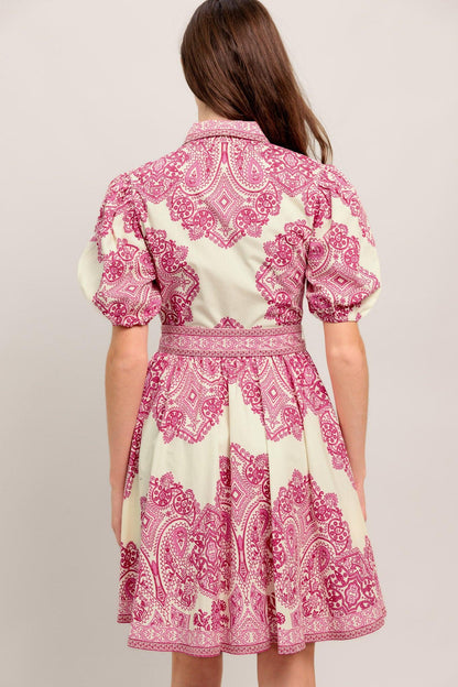 Tea at Noon Paisley Woven Mini Dress