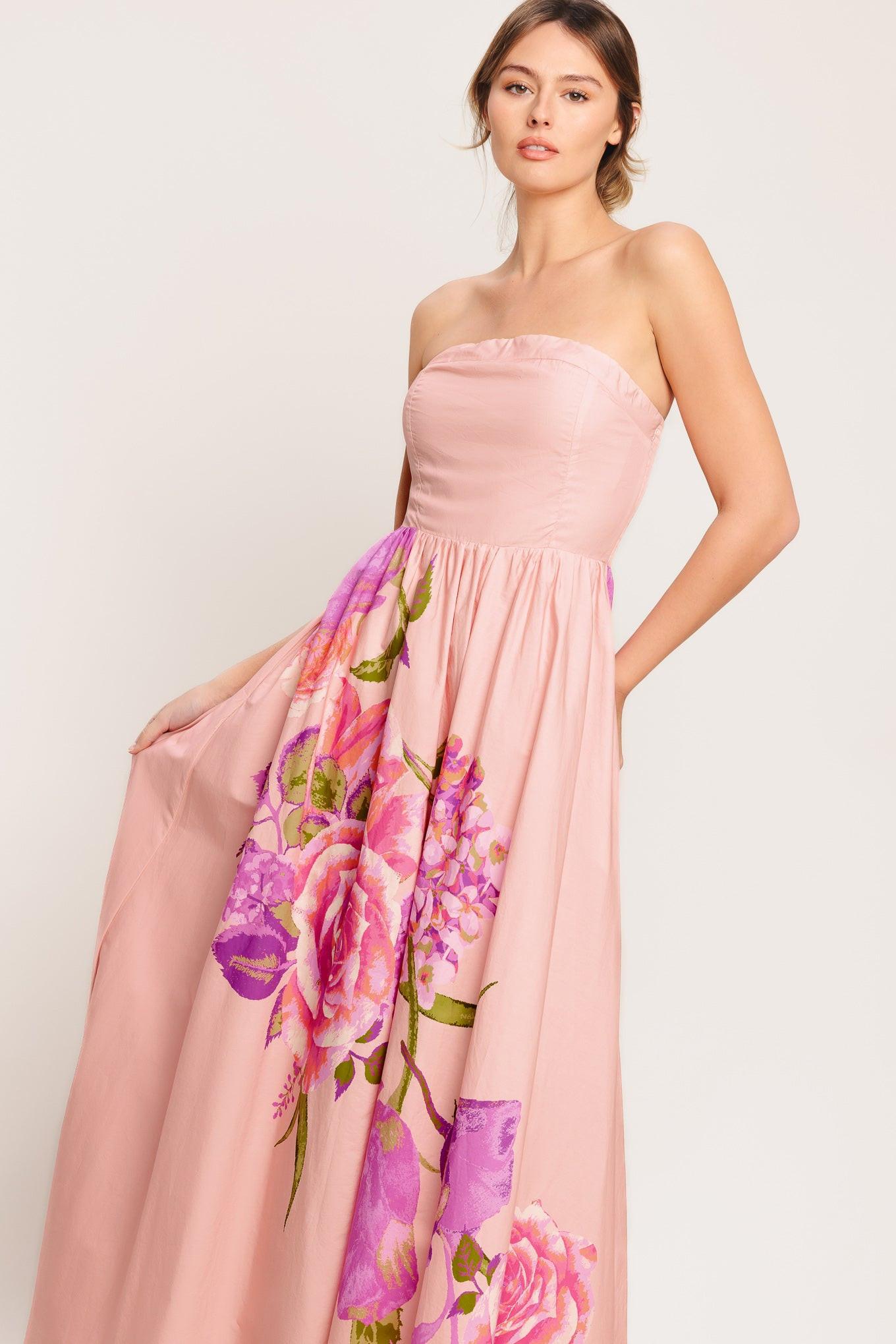 Rose Serenade Woven Maxi Dress