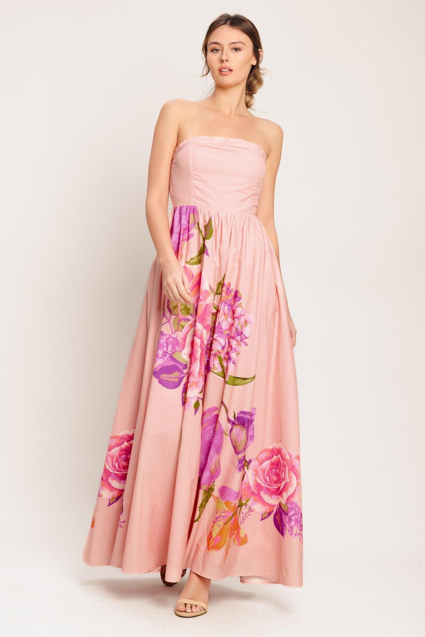 Rose Serenade Woven Maxi Dress