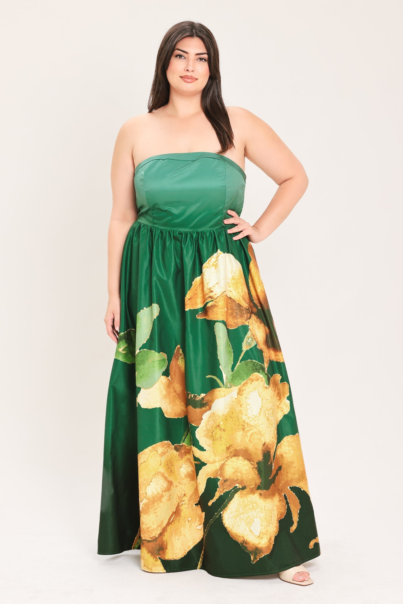 Bronze Blossom Muse Woven Maxi Dress
