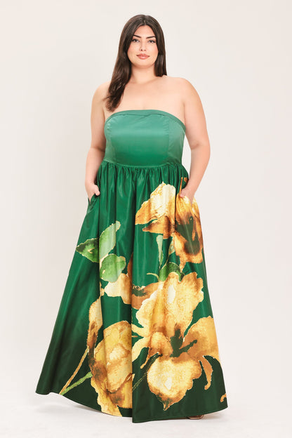 Bronze Blossom Muse Woven Maxi Dress