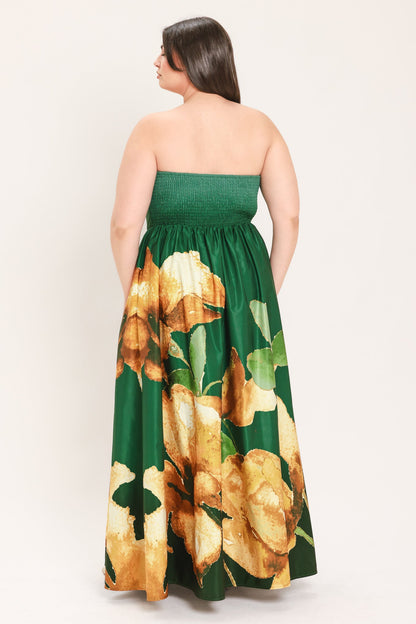 Bronze Blossom Muse Woven Maxi Dress
