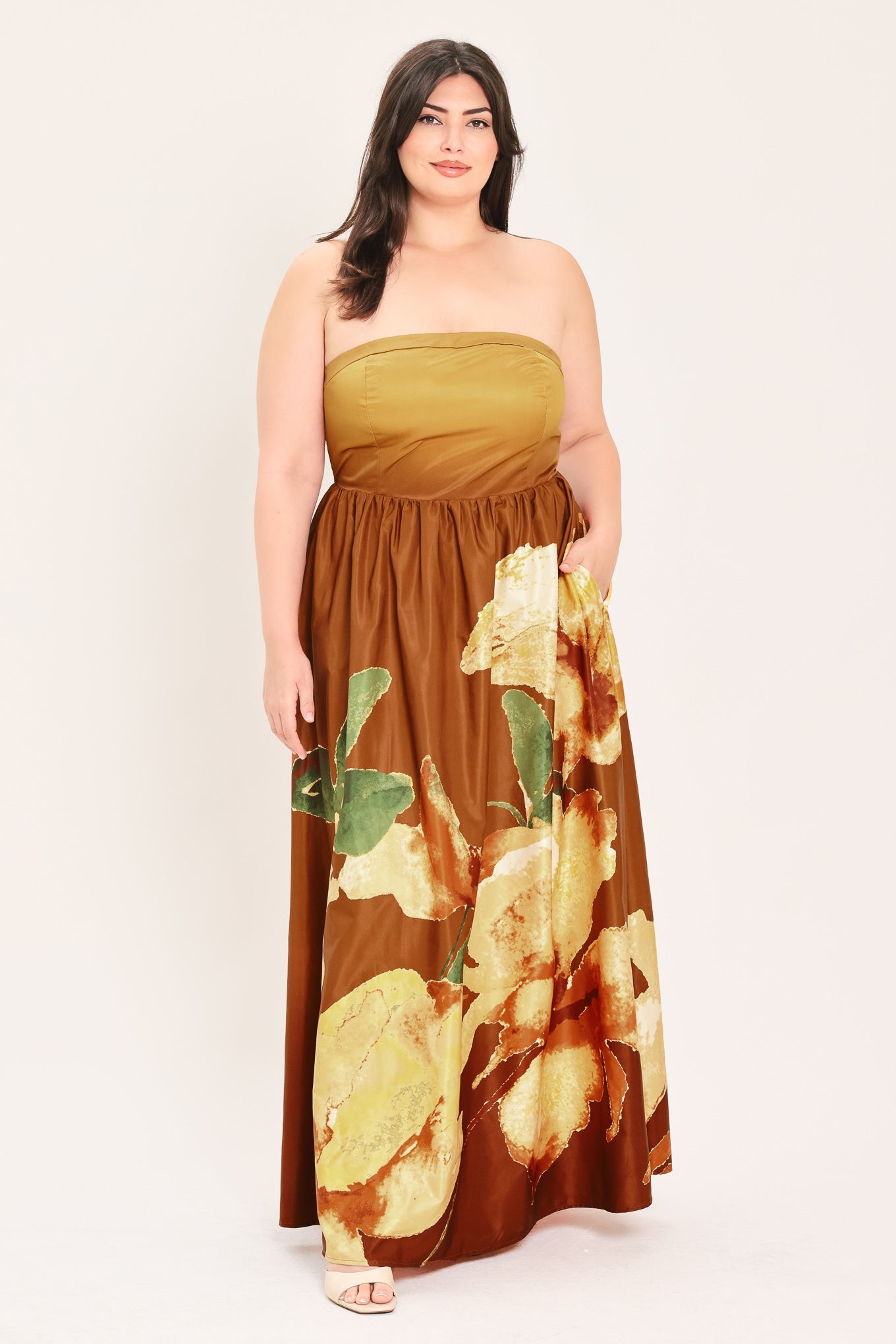 Bronze Blossom Muse Woven Maxi Dress