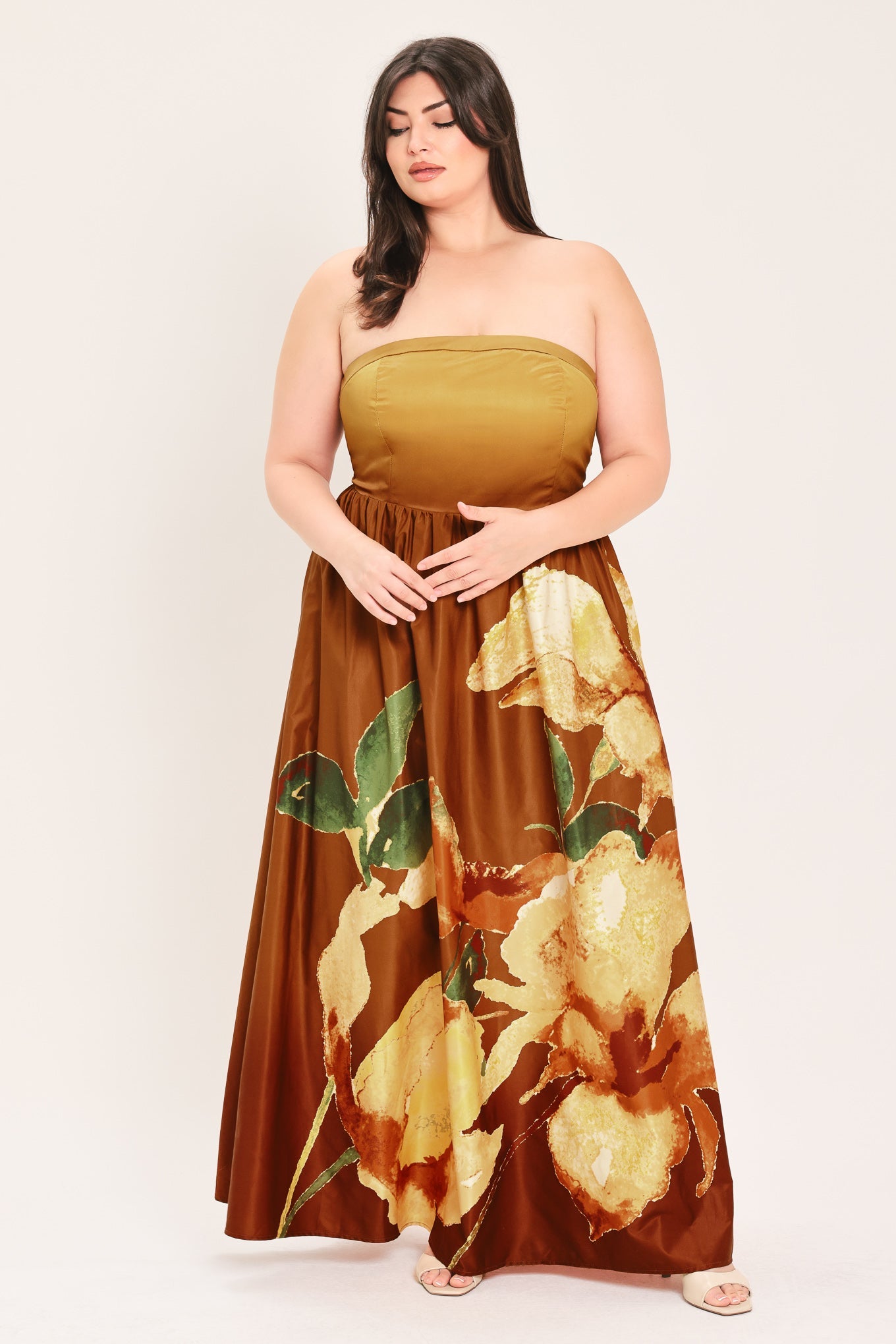 Bronze Blossom Muse Woven Maxi Dress