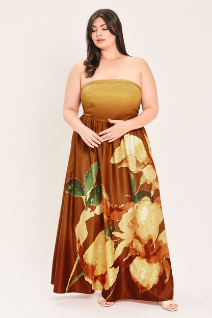 Bronze Blossom Muse Woven Maxi Dress