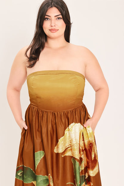 Bronze Blossom Muse Woven Maxi Dress