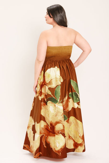 Bronze Blossom Muse Woven Maxi Dress
