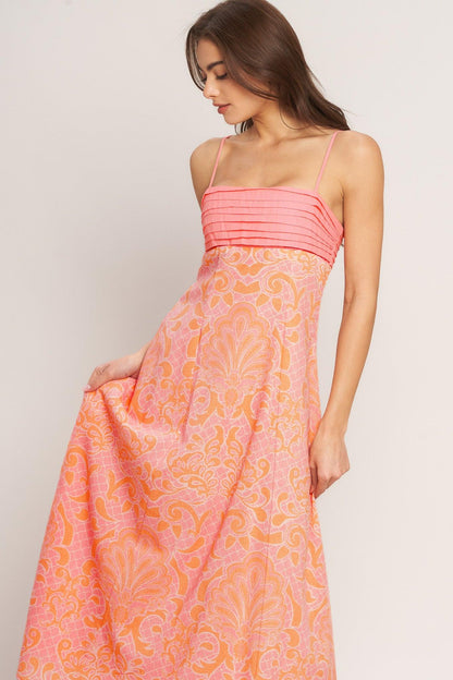 Island Sunset Charm Woven Midi Dress