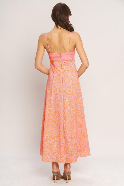 Island Sunset Charm Woven Midi Dress