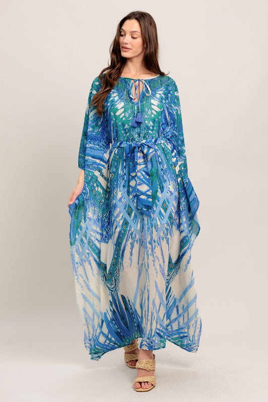 Just Landed in Paradise Woven Kaftan Maxi Dress
