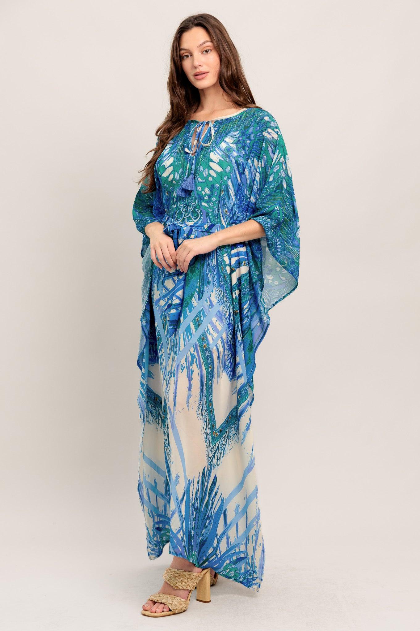 Just Landed in Paradise Woven Kaftan Maxi Dress