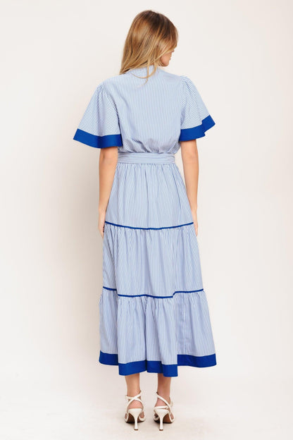 Paris Morning Blue Woven Midi Dress