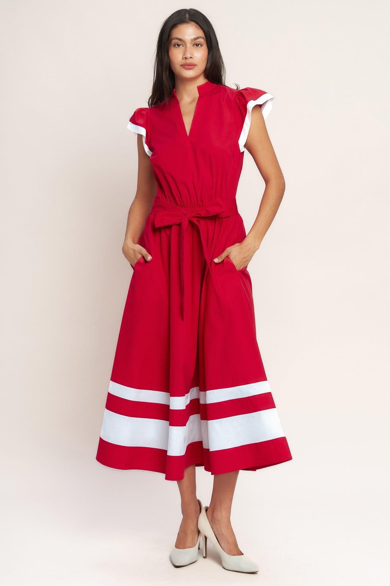 True Love in Color Blocked Midi Dress