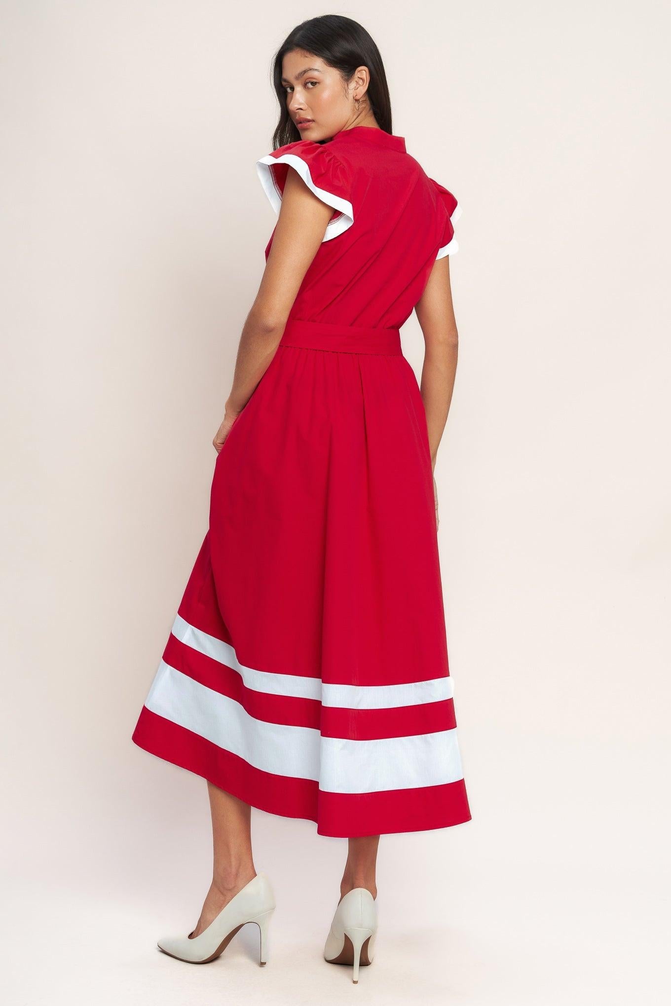 True Love in Color Blocked Midi Dress