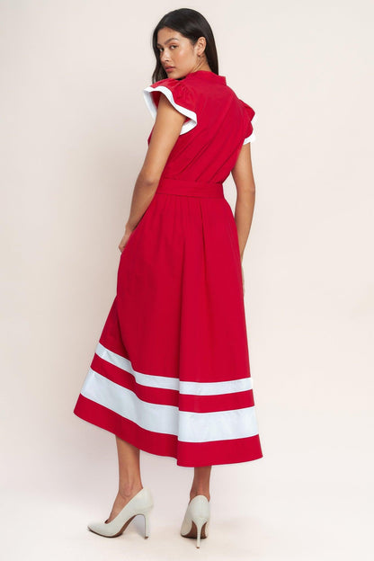 True Love in Color Blocked Midi Dress