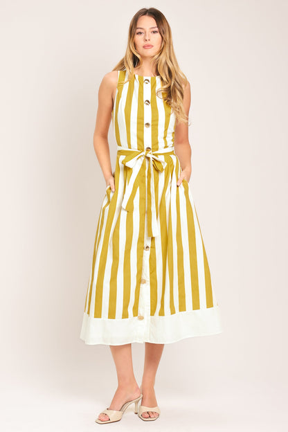 Sunshine Stripe Woven Midi Dress