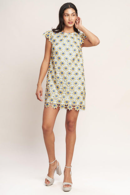 Little Ray of Joy Woven Lace Mini Shift Dress