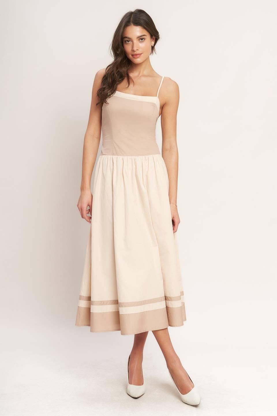 Spring Harmony Color Blocked Midi Dress