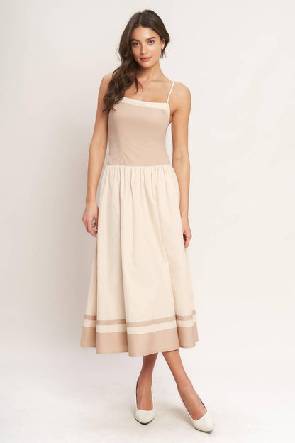 Spring Harmony Color Blocked Midi Dress