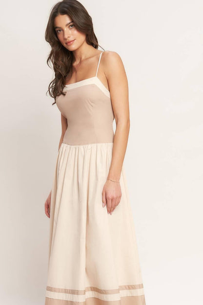 Spring Harmony Color Blocked Midi Dress