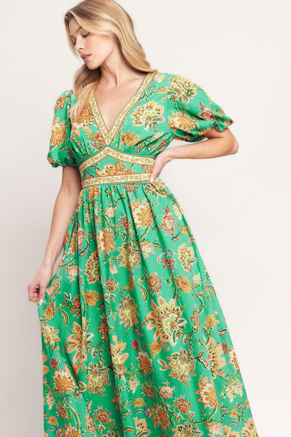 Tropical State of Heart Woven Midi Dress