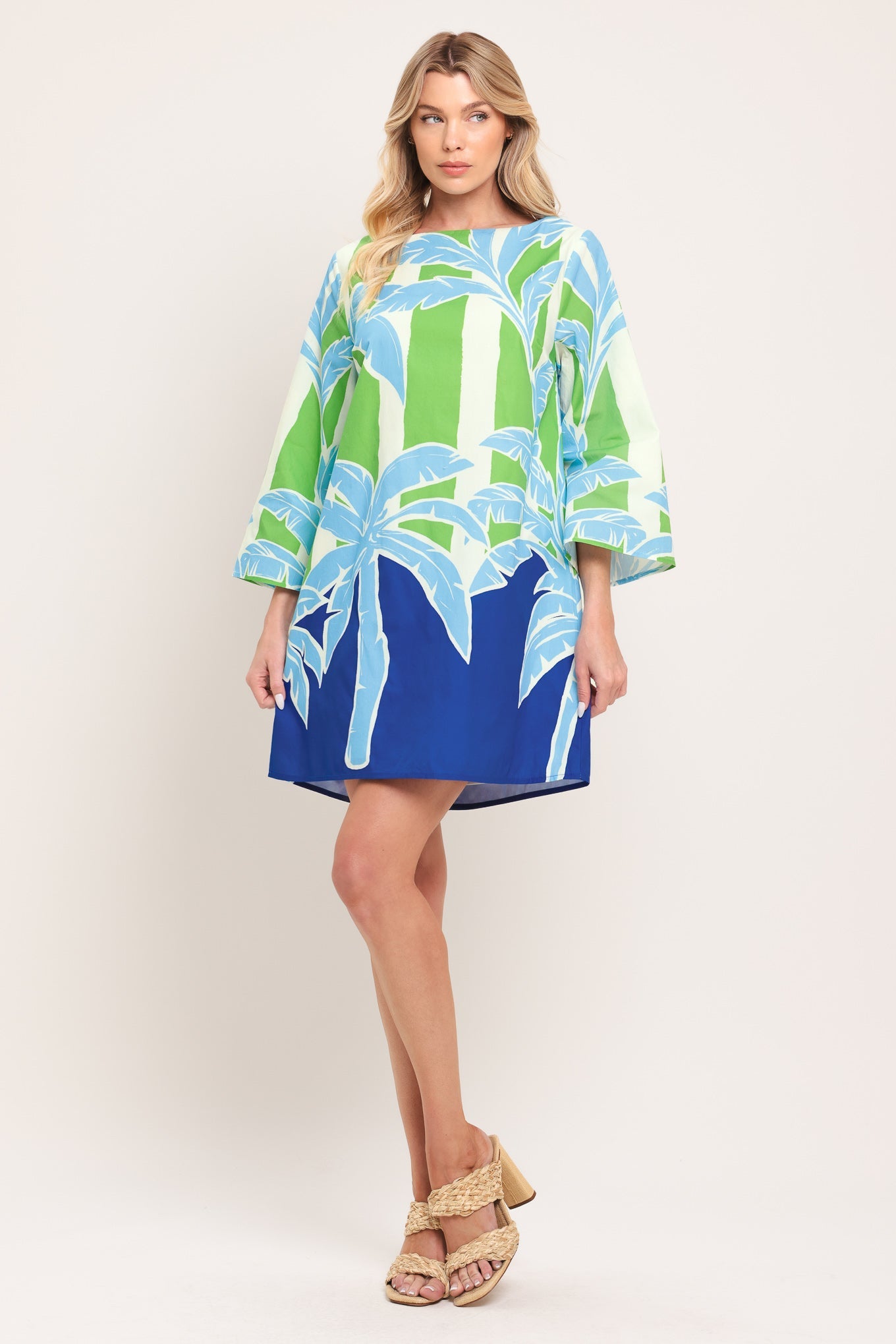 Seaside Palm Woven Mini Dress