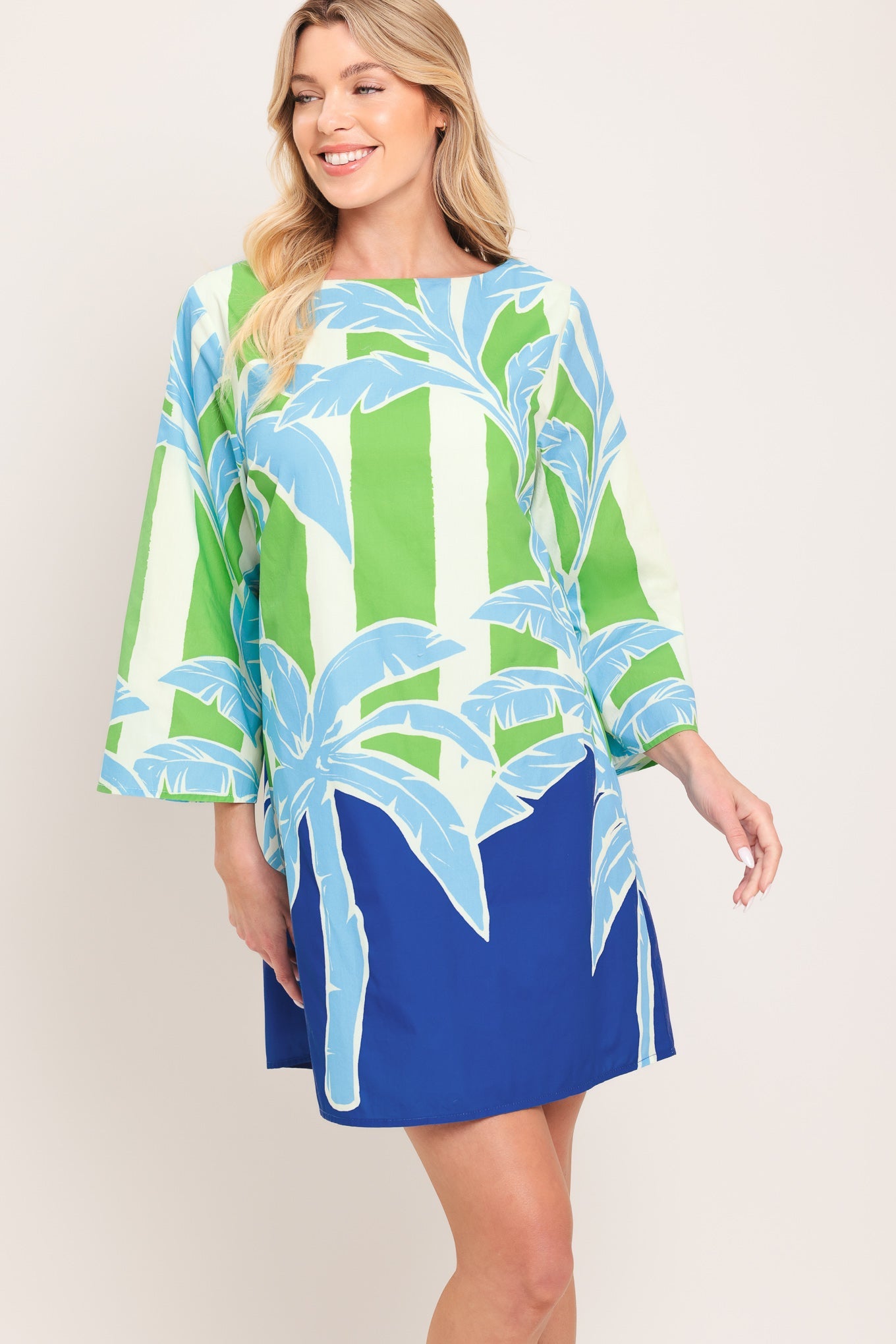 Seaside Palm Woven Mini Dress