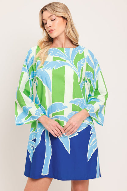 Seaside Palm Woven Mini Dress