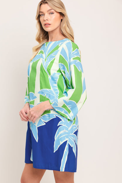 Seaside Palm Woven Mini Dress
