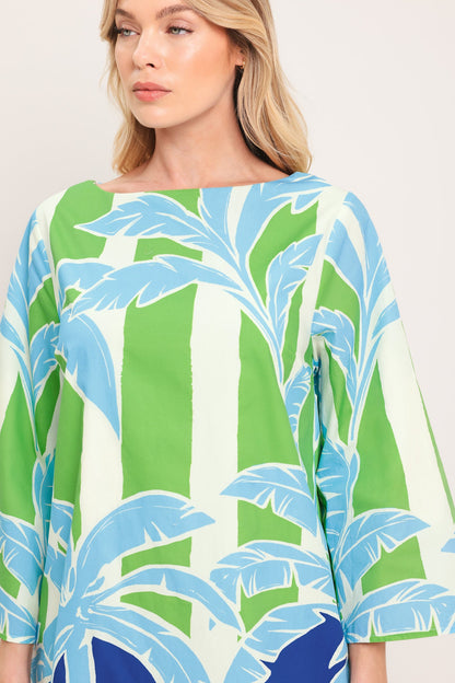 Seaside Palm Woven Mini Dress