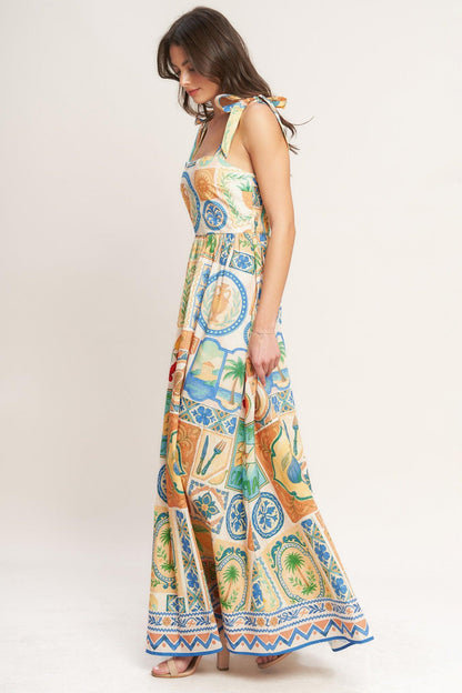 Amalfi Postcard Woven Maxi Dress