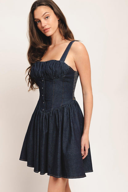 Modern Indigo Denim Mini Dress
