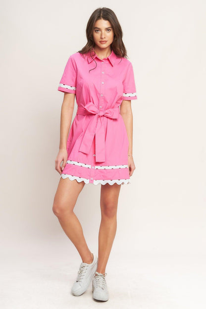 Weekend Preppy Look Woven Mini Dress