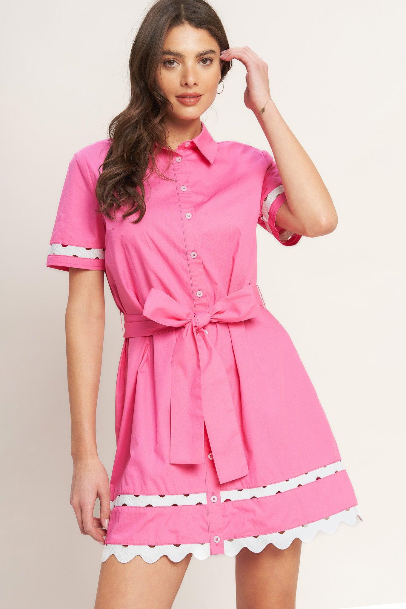 Weekend Preppy Look Woven Mini Dress