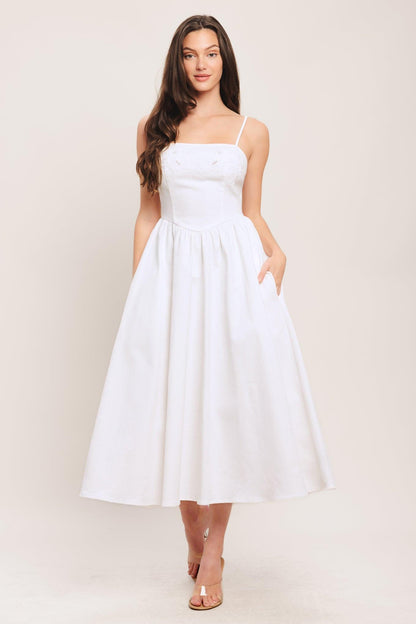 Cloud Petal Woven Midi Dress