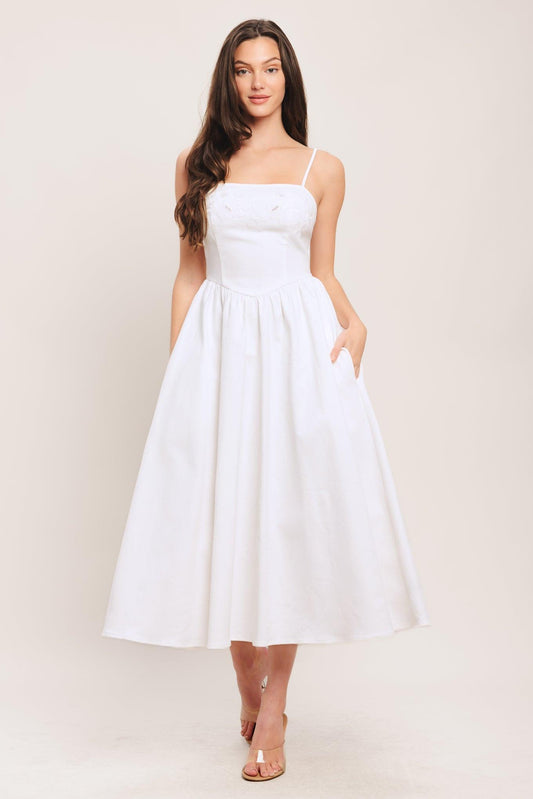 Cloud Petal Woven Midi Dress