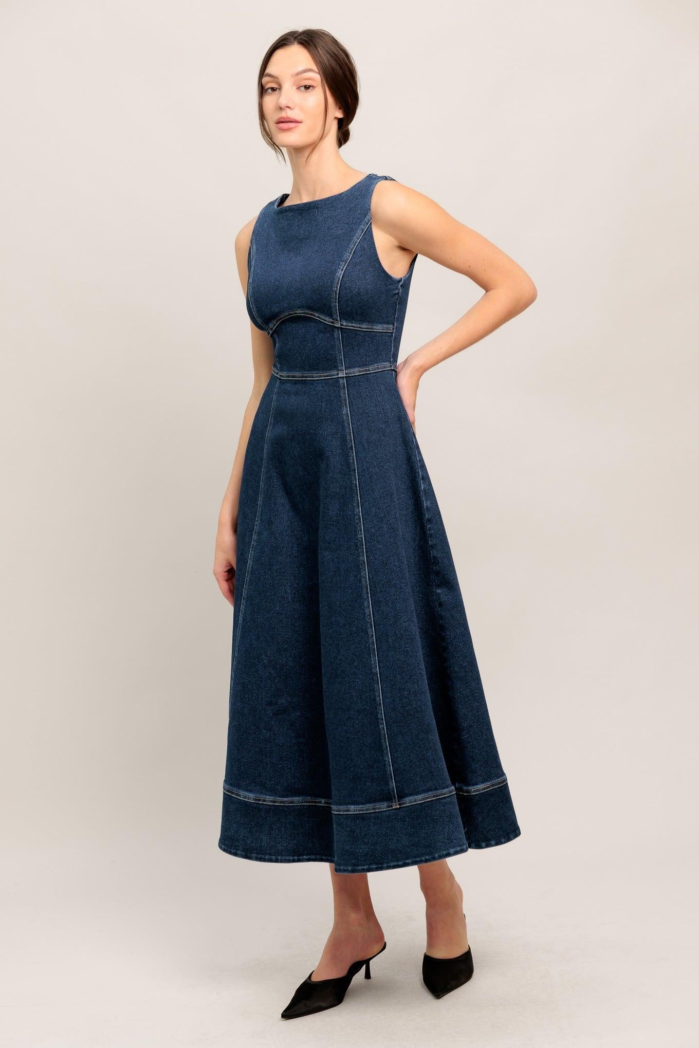 Simple Statement Denim Denim Midi Dress