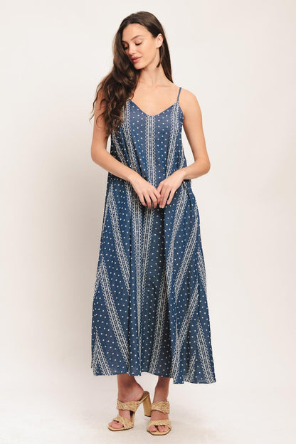 Handloom Sky Woven Midi Dress