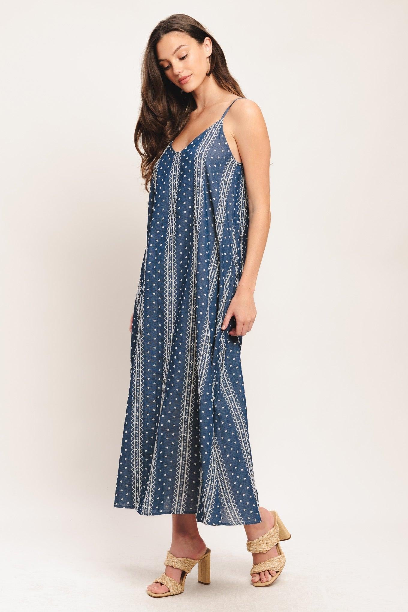 Handloom Sky Woven Midi Dress