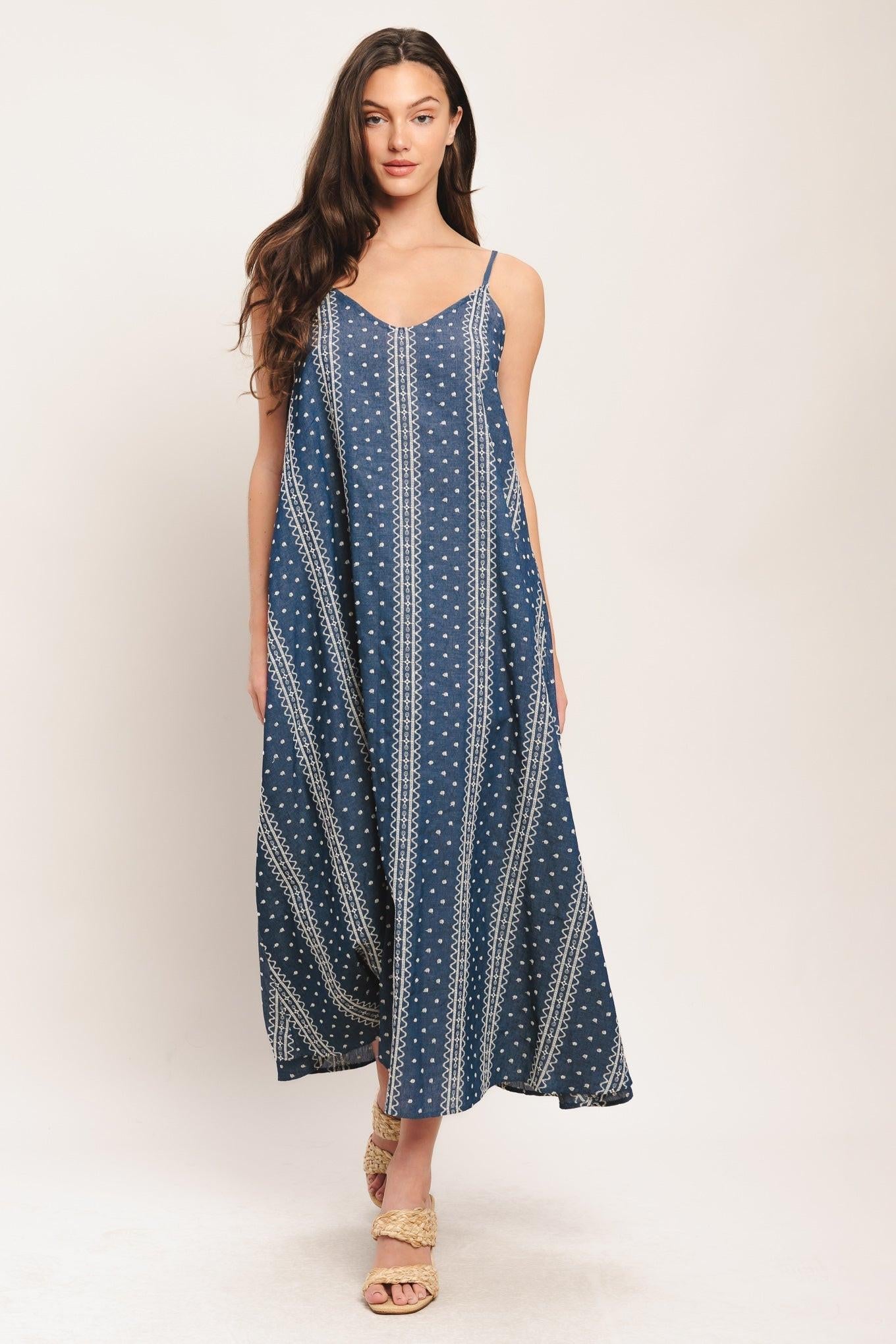 Handloom Sky Woven Midi Dress