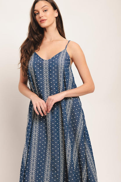 Handloom Sky Woven Midi Dress