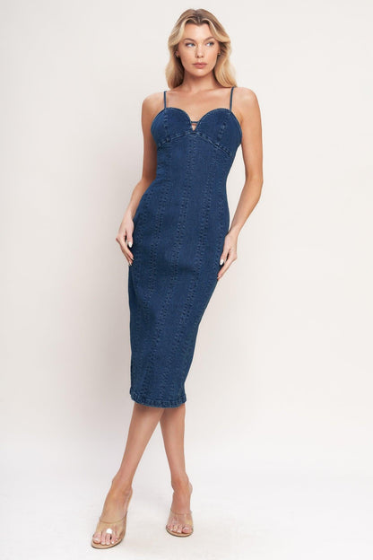City Lights Denim Midi Dress