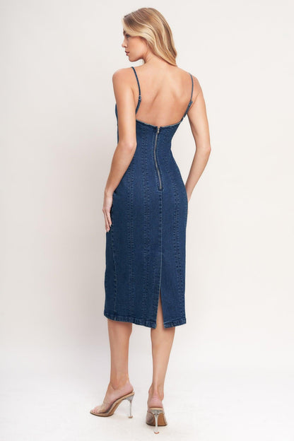 City Lights Denim Midi Dress