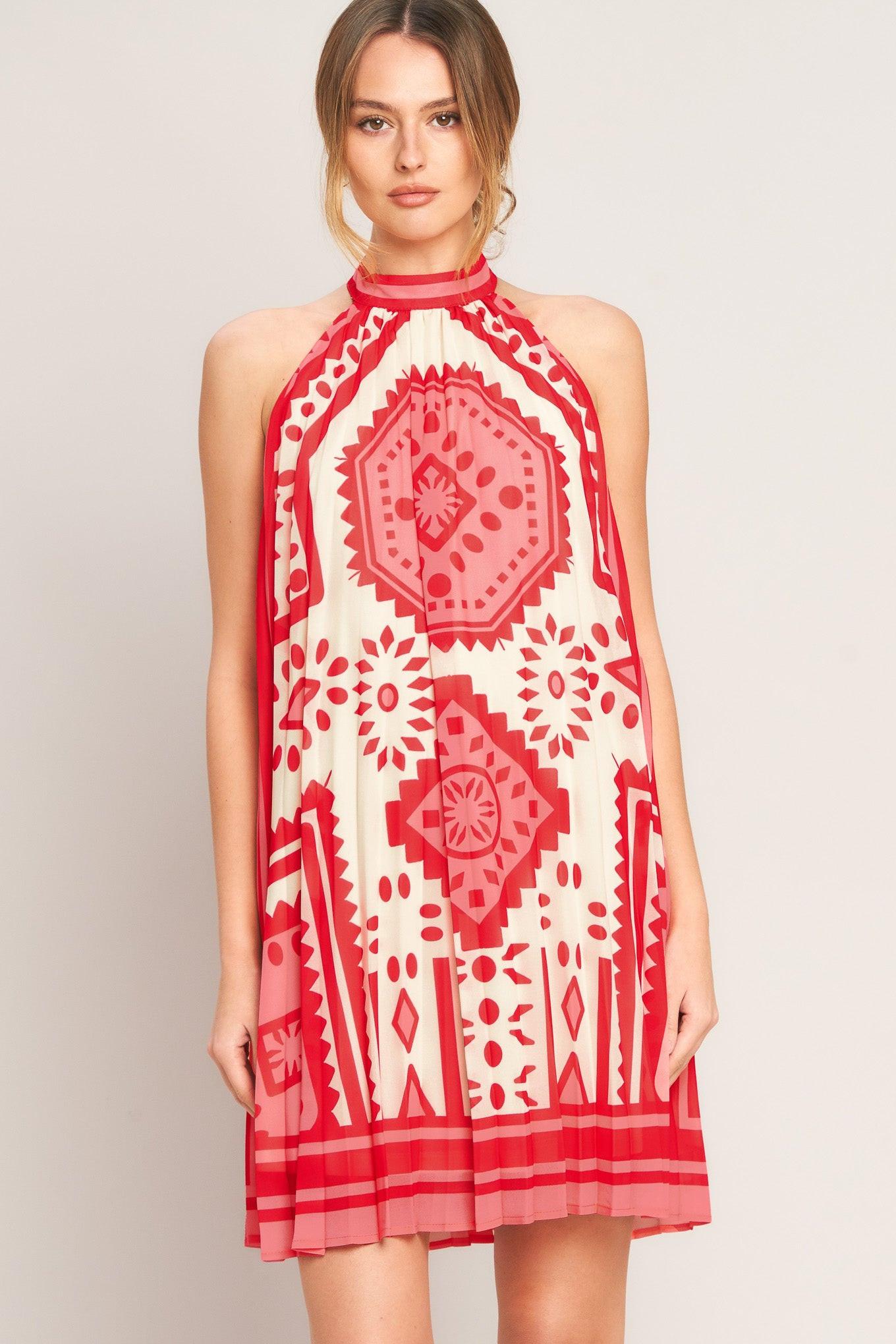 Sunset Medallion Woven Mini Dress