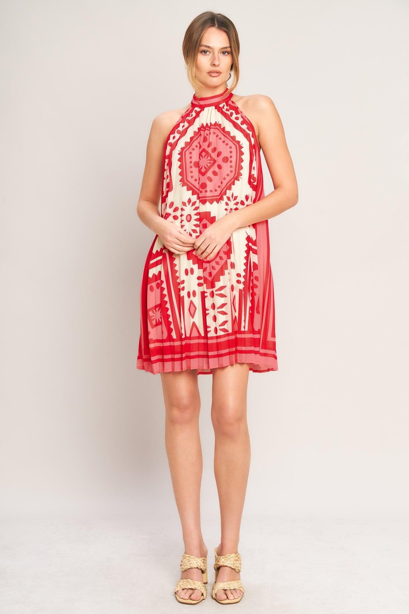 Sunset Medallion Woven Mini Dress