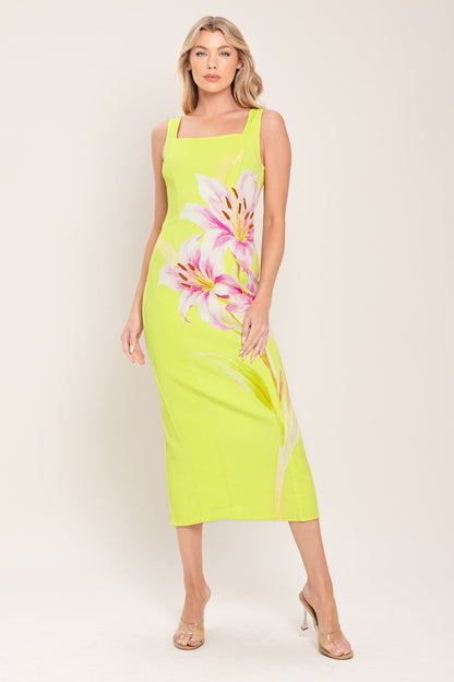 Lush Lime Woven Midi Dress