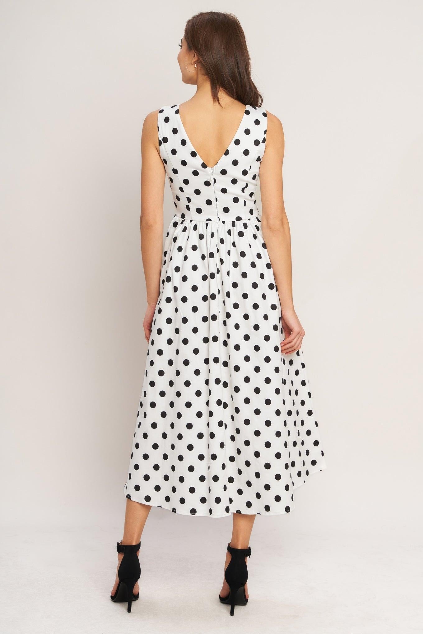 Vintage Whisper Polka Woven Midi Dress